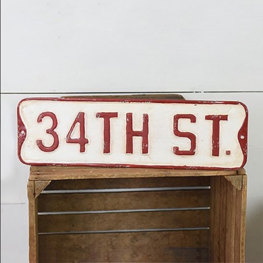 🎄34th St.' Distressed Tin Rustic Wall Sign🎄